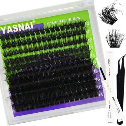 200D Volume Eyelash Clusters 14-20mm Wispy Individual Lashes D Curl Cluster Eyelash Extensions Fluffy Thick Lash Clusters