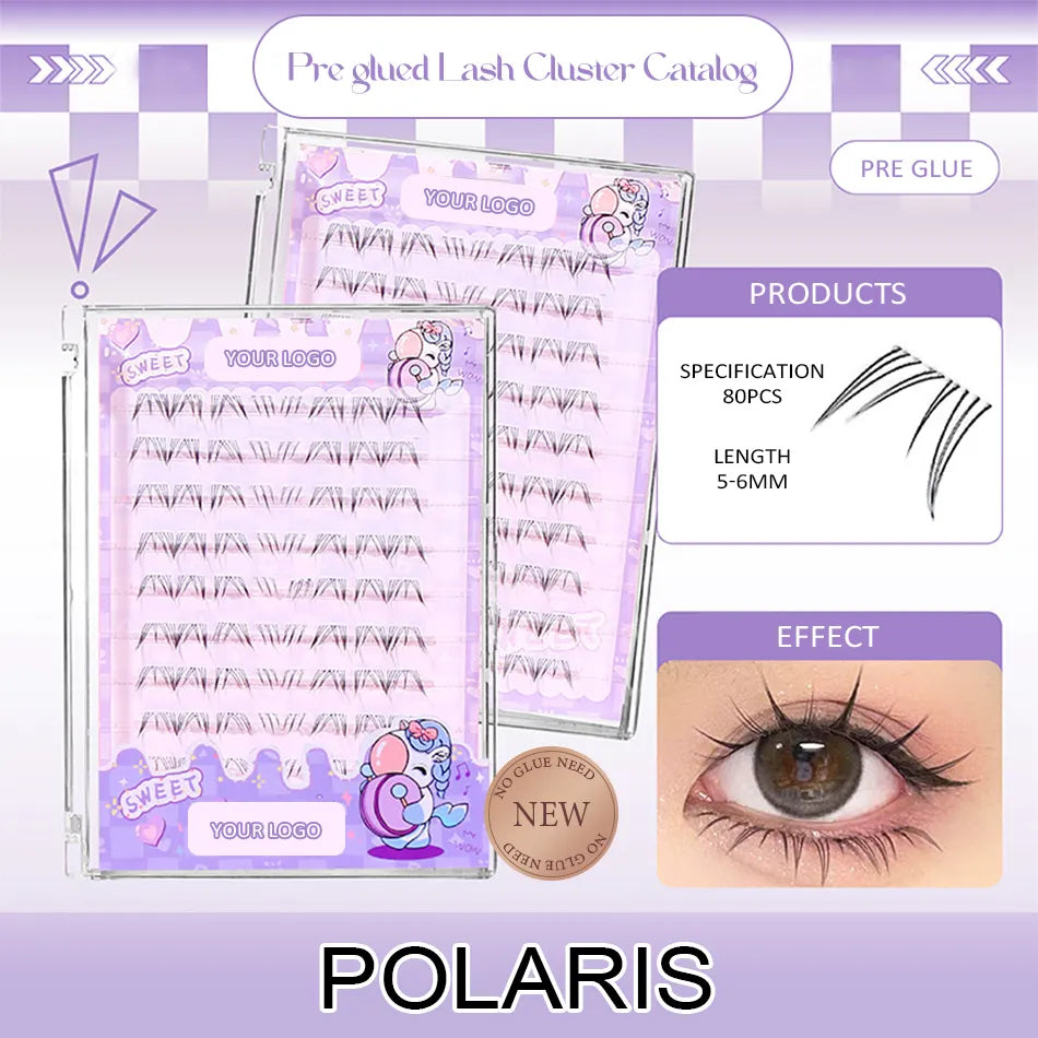 Lash Clusters Kit with Spikes and Bottom Invisible Band Cluster Lashes Custom logo Eye Lashes Cluster No Glue Needed
