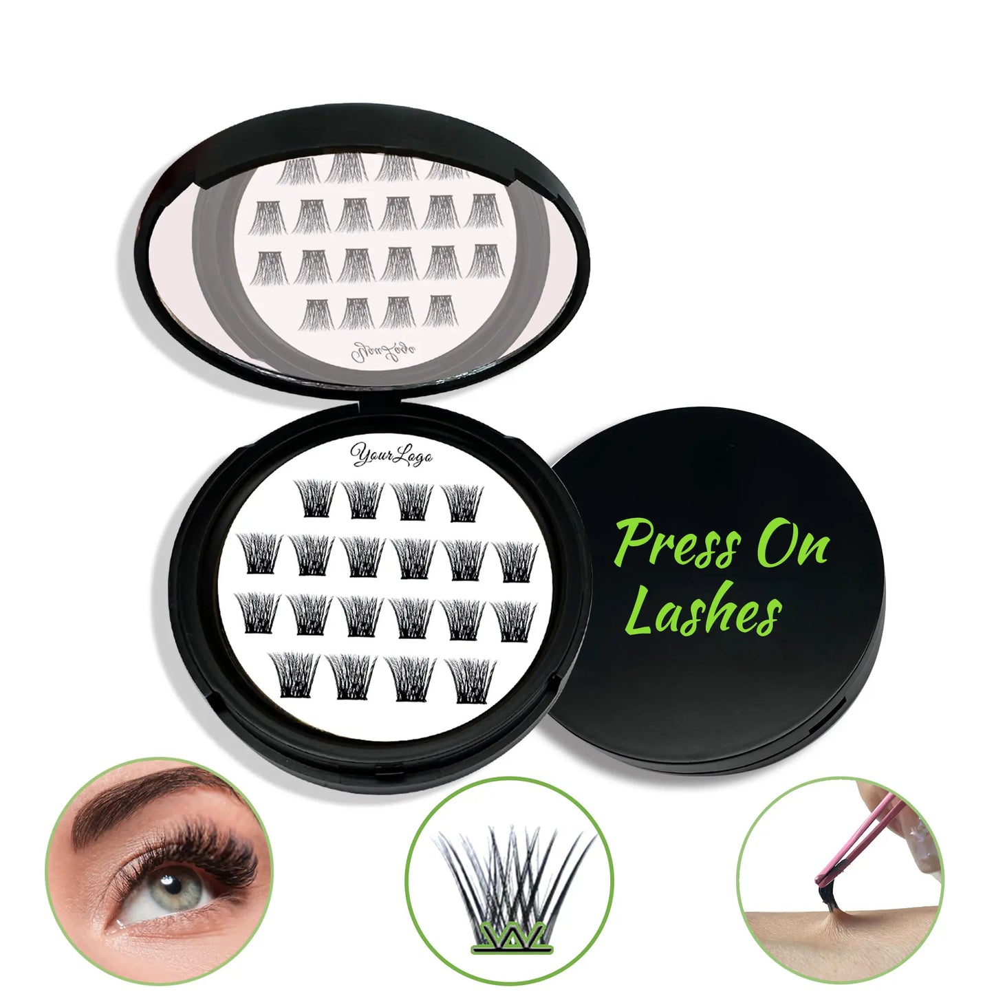 Custom Luxury DIY Pre-Glued Cluster Eye Lashes Extensions Natural Press-on Lashes Pre Glued Lash