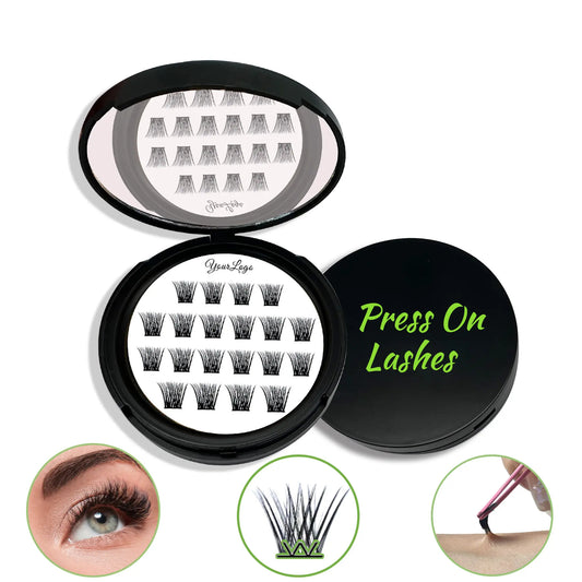Custom Luxury DIY No Glue Needed Synthetic Hair Super Soft Handmade Cluster Eye Lashes Extensions Natural Press-on Lashes 0.07MM