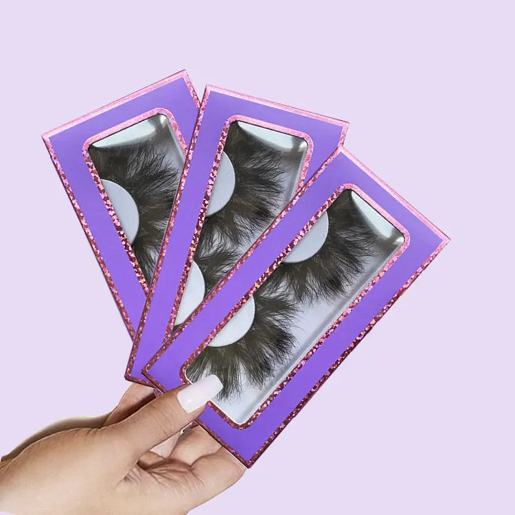 Free Shipping Beautiful False Mink Lashes Paper Box Black Cotton Band 3D Effect False Eyelashes NO Kink Natural Winged 25mm