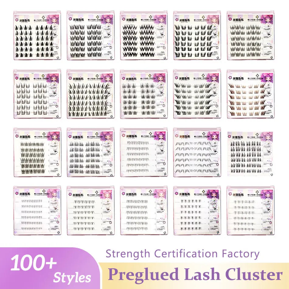 YASNAI Lash Factory Handmade No Glue Needed DIY Lightweight Reusable Self Adhesive Eyelashes Clusters Kit