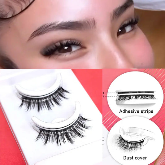 High Quality False Lashes 3D Natural cat Eye Wispy Lash Supply Store Custom New Pre Glued Strip Lashes