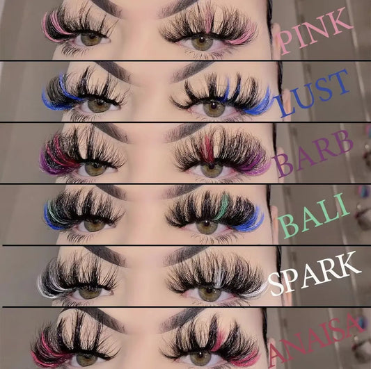 False Lashes With Color Dramatic Mink Color Strip Lashes Side Tail Colored Crossed Strip Eyelash
