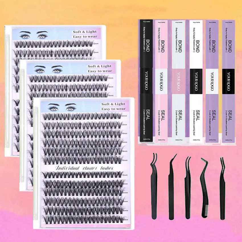 Private Label C D Curl 3D Fluffy Thick DIY Eyelash Extensions Kit ODM/OEM Cluster Lash With Bond and Seal Supplier