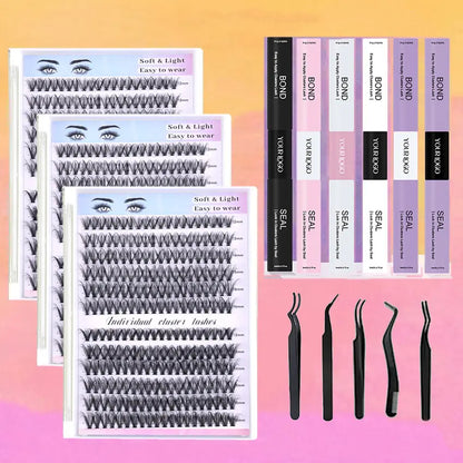 Private Label C D Curl 3D Fluffy Thick DIY Eyelash Extensions Kit ODM/OEM Cluster Lash With Bond and Seal Supplier