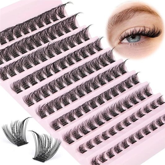 120pcs Cluster Eyelashes 8-16mm Wispy Individual Lashes Extensions Natural Look Lashes D Curl Fluffy Cluster Lashes