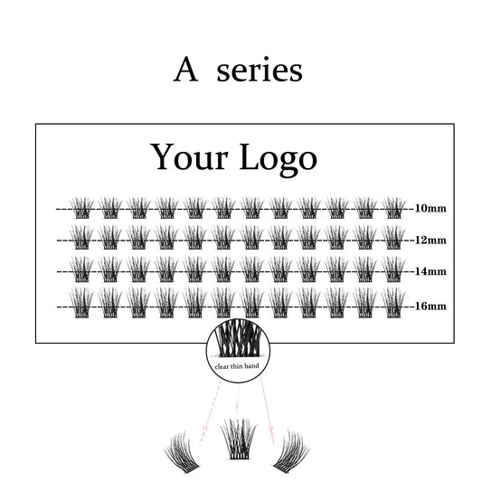 10mm 12mm 14mm 16mm Mixed Segmented False PBT Eyelash Extensions Individual Cluster EyeLashes