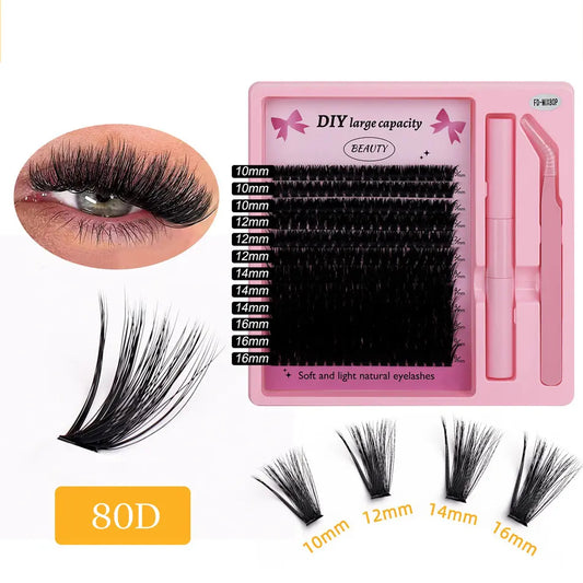Lash Cluster Business 80D Lash Cluster Kit Bond and Seal Waterproof 240pcs False Lash Clusters Wholesale Vendor