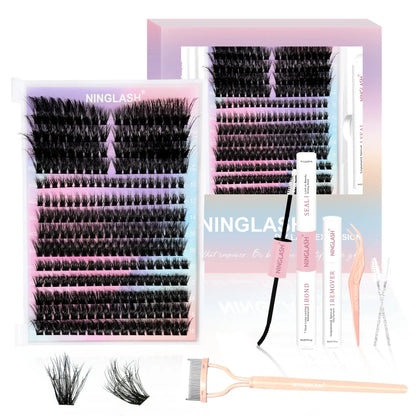 3D 200D Mixed Length Volume Fluffy DIY Lash Cluster With Strong Glue Wholesale Lash Clusters Kit Custom Logo