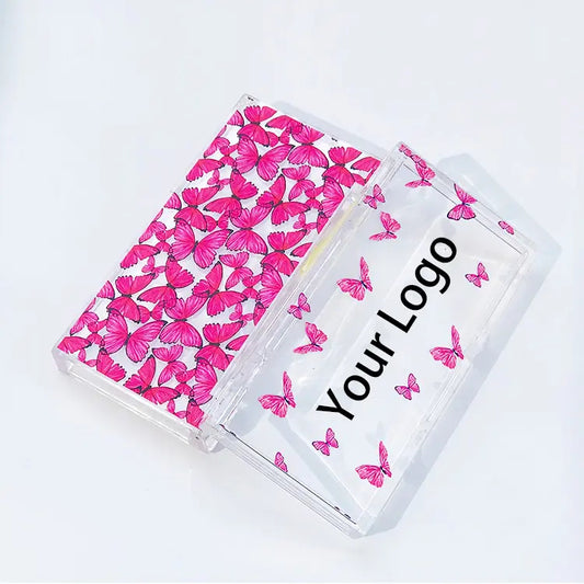 Eyelash Acrylic Butterfly Boxes Wholesale Private Label Acrylic Lash Box Clear Case Empty Customize Square Acrylic Lash Boxes