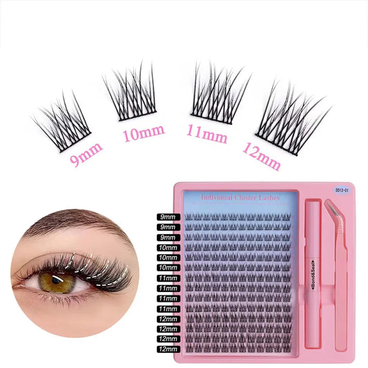 Kit De Pestanas Matte Black Cluster Lashes Vendor Custom Logo Individual Lash Cluster Kit Bulk
