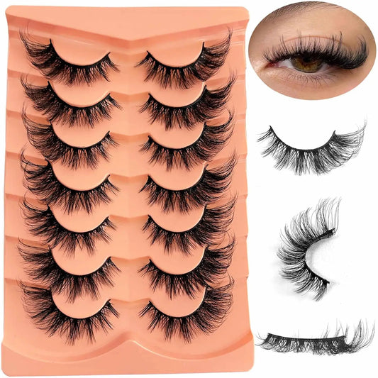 Hot Selling 7 Pairs Manga Lash Natural Fox Eyes Strip Lashes Handmade Volume Cat Eye Lashes Winged False Eyelashes Bulk