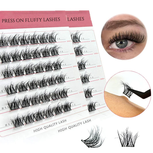 Fluffy Press on Self Adhesive Lashes. Cluster