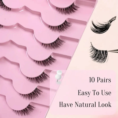 Pestanas Postizas Naturales Medias Pestanas Postizas Wispy Pestanas Ojo De Gato 10 Pares Cat Eye Lashes Suave Half Lashes