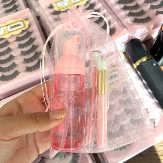 Private Label Lash Shampoo & Wash Kit 60ml/100ml Liquid Plant Extracts Deeply Cleaning Healthy Eyelash Extension Cleanser Brush