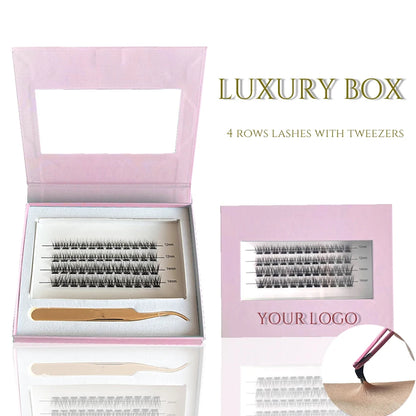 With Tweezer Reusable Pre-bond Glueless Mega Cluster Lashes Kit