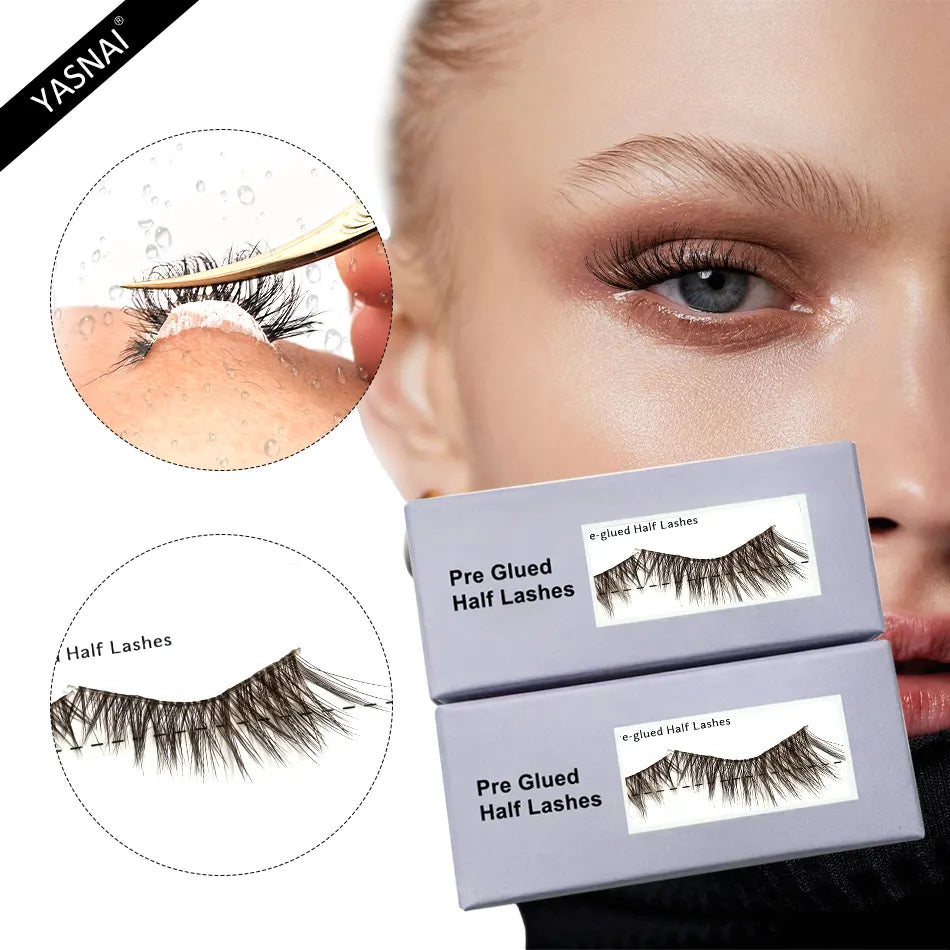 Brown Lashes Long Lasting Self Adhesive Pre Glued Half Vegan Lash Without Glue Pre Glued Half Lash
