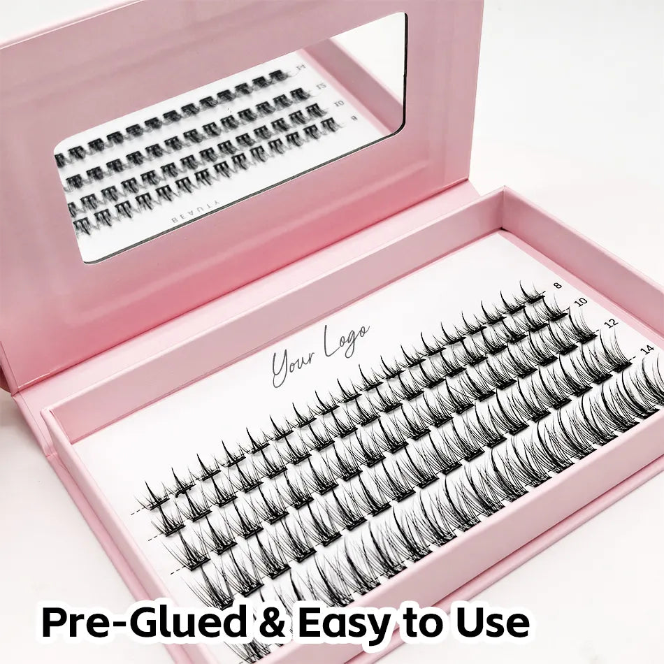 Wispy Soft Clusters Lashes No Glue Self-grafting Press-on Lash Kit Self Adhesive Individual Lashes