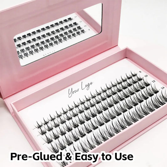 Wispy Soft Clusters Lashes No Glue Self-grafting Press-on Lash Kit Self Adhesive Individual Lashes