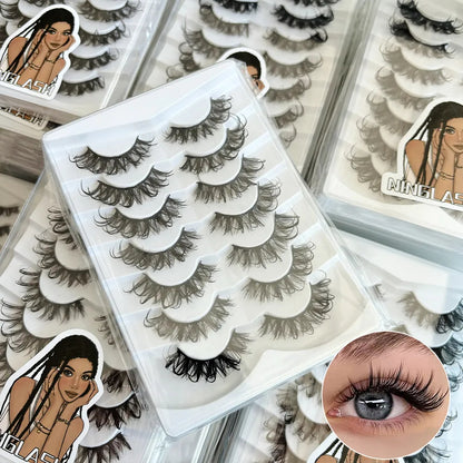 Wholesale 8D Manga Wet Lashes Fluffy Faux Mink Lashes Vegan Reusable Eyelash Wet Look Doll Eye Lashes Strips Wholesale