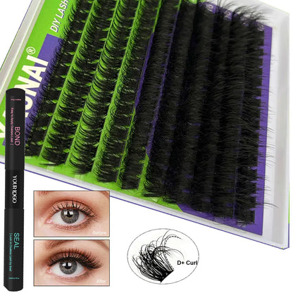 Wholesale High Quality Handmade Fluffy Pre-cut Segment Faux Mink Cluster Lashes Kit Diy Lash Extension Kit