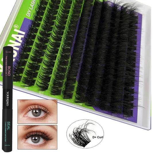 Wholesale High Quality Handmade Fluffy Pre-cut Segment Faux Mink Cluster Lashes Kit Diy Lash Extension Kit