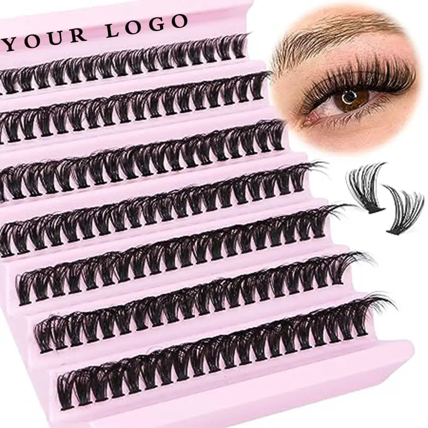 Cluster Mink Lashes Wholesale with Boxes Faux Mink Cluster Lash Trays Mink Lash Cluster Tray