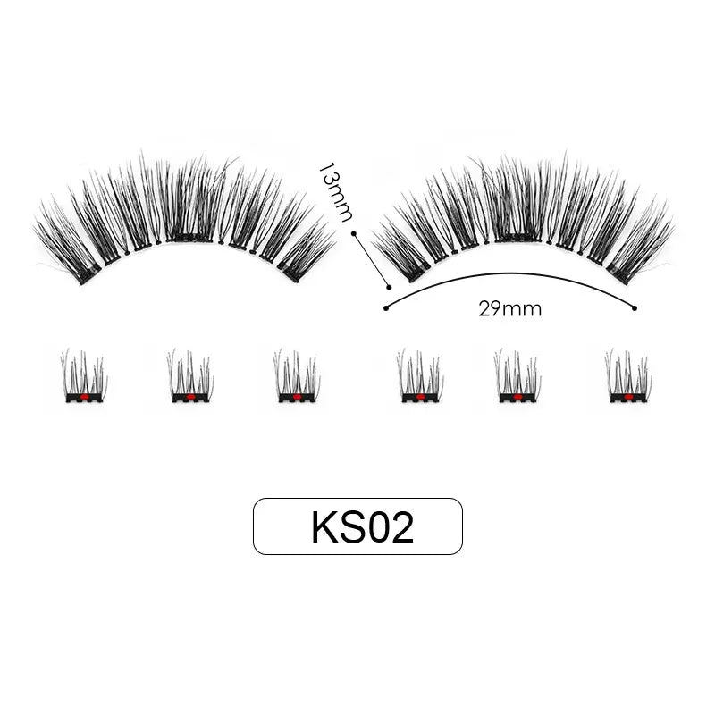 Hot Selling Handmade No Glue Best Magnetic Lashes Super Soft Black Cotton Band Synthetic Fiber Magnetic Curl Cluster Pieces Dual