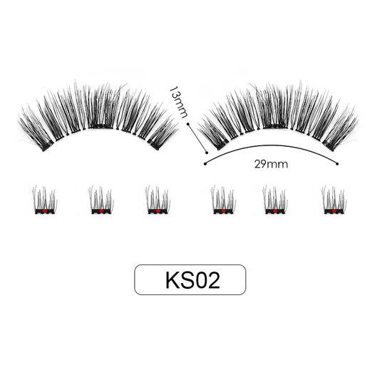 Hot Selling Handmade No Glue Best Magnetic Lashes Super Soft Black Cotton Band Synthetic Fiber Magnetic Curl Cluster Pieces Dual
