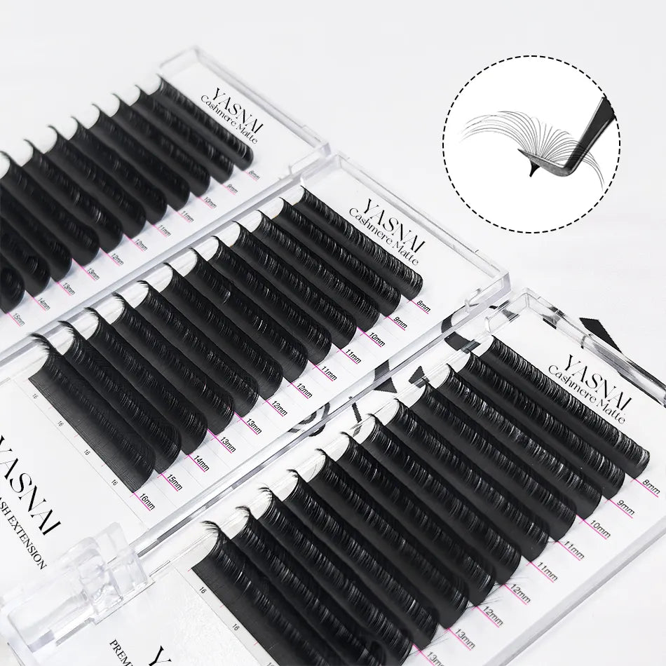 Wholesale Private Label Russian Lashes Silk Volume Lash Trays Matte Black Cashmere Eyelash Extensions