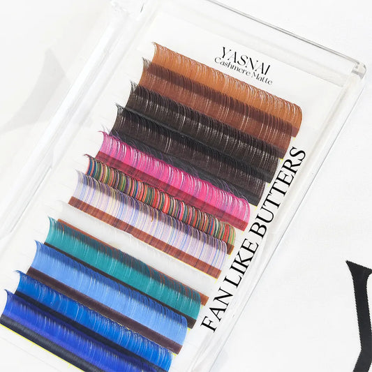 Colored Eyelash Extensions 0.07mm D Curl Rainbow Lash Trays for Professional Technicians