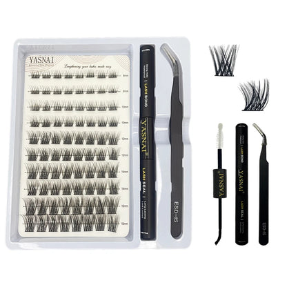pre-cut Segmented eyelash kit seal bond and tweezers lashes cluster