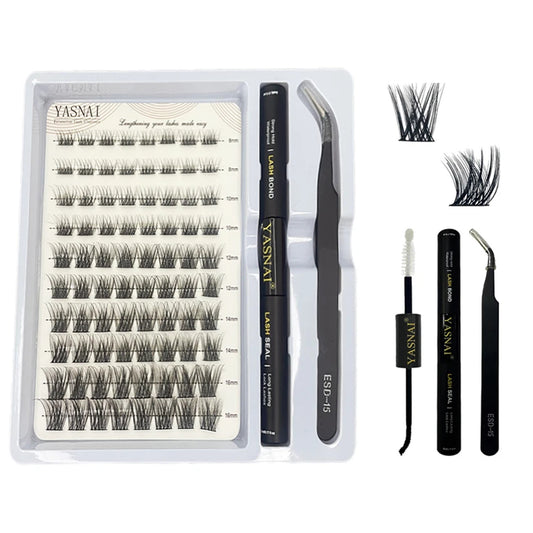 pre-cut Segmented eyelash kit seal bond and tweezers lashes cluster