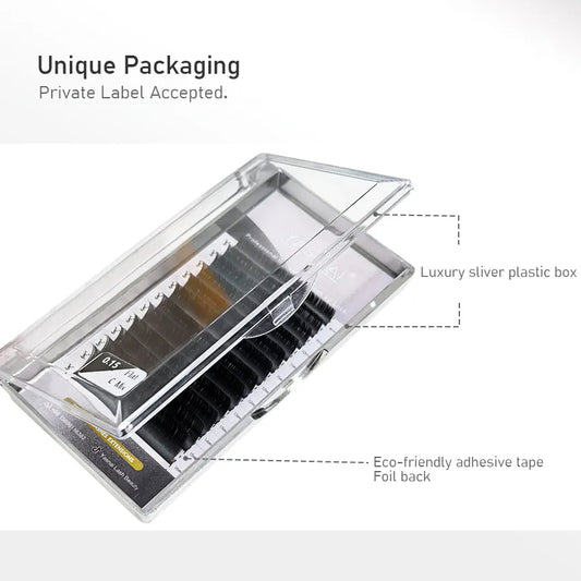 High Quality Soft Russian Cashmere Volume Eyelash Extension Tray Matte Dark Black Mega Wispy Lash Extensions Vendors