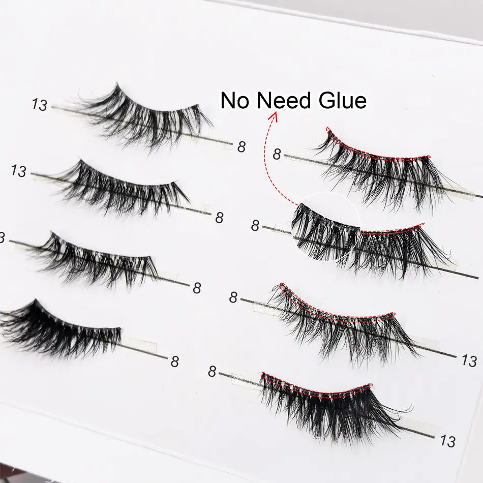 2025 New Handmade Cluster Lashes Pre Glue Cat Eye Half Lash with Synthetic Hair Lightweight