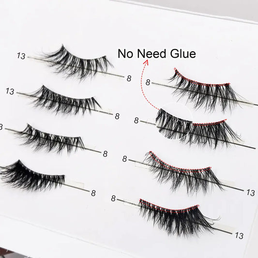 2025 New Handmade Cluster Lashes Pre Glue Cat Eye Half Lash with Synthetic Hair Lightweight