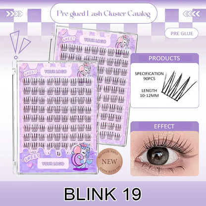 Lash Cluster with Bottom Kit Custom logo Pre Glue for Lash Clusters Pre Sticky Lash Clusters