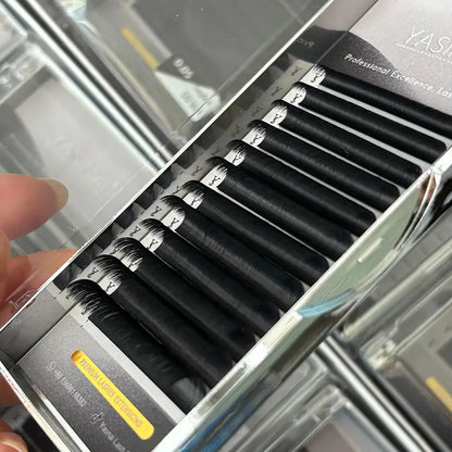 YASNAI Lash Individual Easy Eyelashes Volume Eyelash Extension 6-25Mm Custom Dark Matte Black Cashmere Lash Extensions Trays