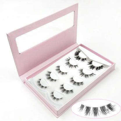 2022 New Fashion 5 Pairs Clear Band Segmented Eyelash Set Glue-based Lashes Extensions Kit