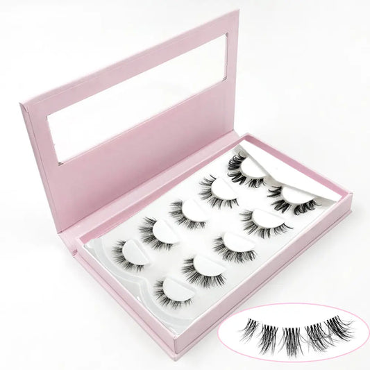 2022 New Fashion 5 Pairs Clear Band Segmented Eyelash Set Glue-based Lashes Extensions Kit