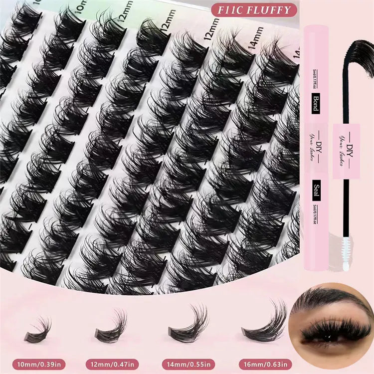 Wholesale Fluffy Faux Mink 7 Days Cluster Lashes OEM Salon Diy Reusable Synthetic Individual Cluster Lashes Kit