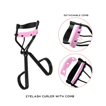 Black and Pink DIY Eyelash Extensions Tool Eye Makeup Curler with Comb and Lash Brush Lash Curler Brush Comb
