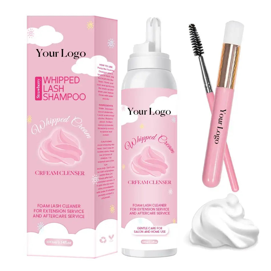 Wholesale 100ml Pink Whipped Cream Lash Shampoo Private Label Whipped Eyelash Extension Cream Cleanser