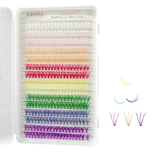 Colorful DIY Cluster Segmented Eyelash Soft Colored Lashes 14-16mm Mixed 8 Colors Wholesale Colored Lashes Extension Eyelash