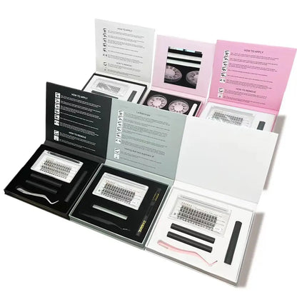 Custom Handmade Luxury Synthetic Hair Fan Cluster Eyelashes DIY Lash Extension Kit with Pre-Cut Eyelashes for Home Use