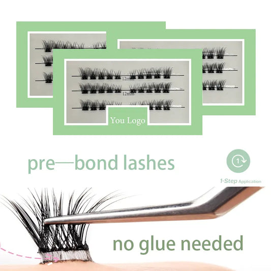 2024 No Glue Needed 3D Effect Segment Diy Eyelash Extension Press on Eyelashes Pre-Bonded Diy Segment Lash