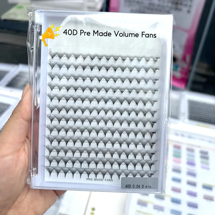 Factory Wholesale Handmade CC for 10D 20D 30D 40D Korean PBT Fiber Premade Volume Fans Lashes Short Stem Eyelash Extensions