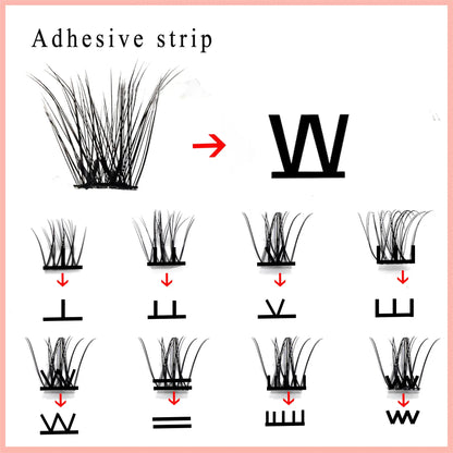 Self Adhesive No Glue Needed Lash Strips Pre-Bond Technology Natural Super Soft 0.07MM Thickness Lasting 7-10 Days