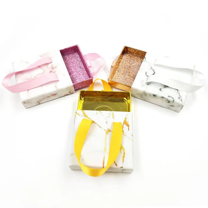 Black Pink Drawer Square Lash Boxes With Ribbon Custom Pink Luxury Lash Packaging With Ribbons